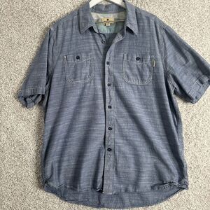 Woolrich‎ Denim Button Down Short Sleeve Men Shirt Sz XL